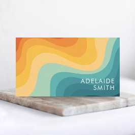 Tarjeta De Visita Onda de color clásico retro boho minimalista
