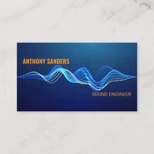 Tarjeta De Visita Onda de Sonido Azul   Música