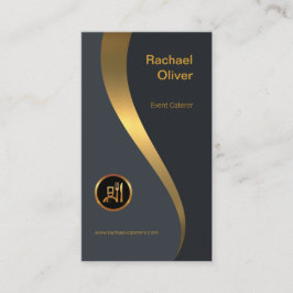 Tarjeta De Visita Onda lujosa exquisita del oro que cena muy bien al