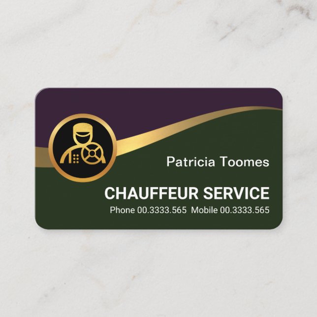 Tarjeta De Visita Onda Profesional Gold Chauffeur (Anverso)