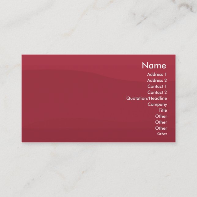 Tarjeta De Visita Onda Rubyred - negocio (Anverso)