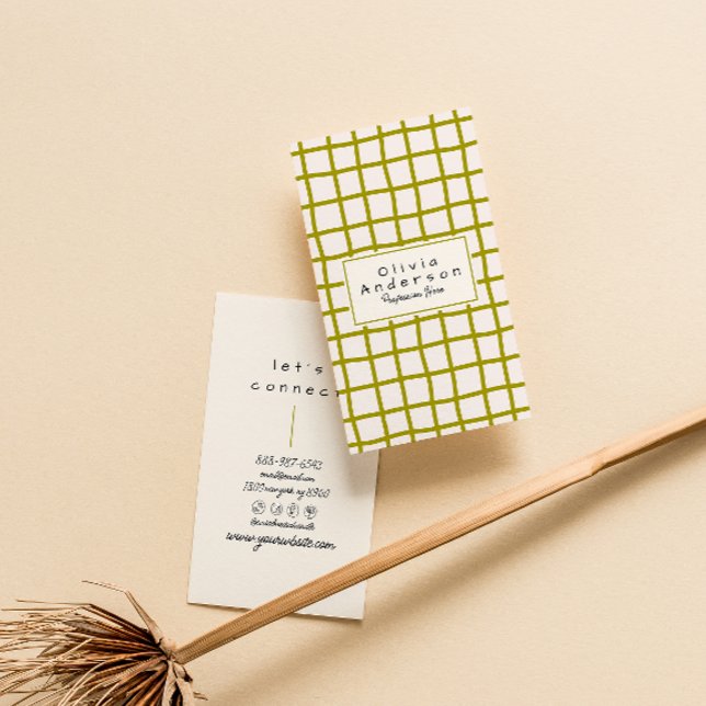 Tarjeta De Visita Onda verde retro a la moda Boho Funky (Subido por el creador)