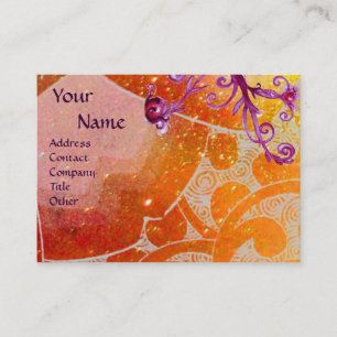 Tarjeta De Visita Ondas 2 monograma, amarillo brillante marrón púrpu