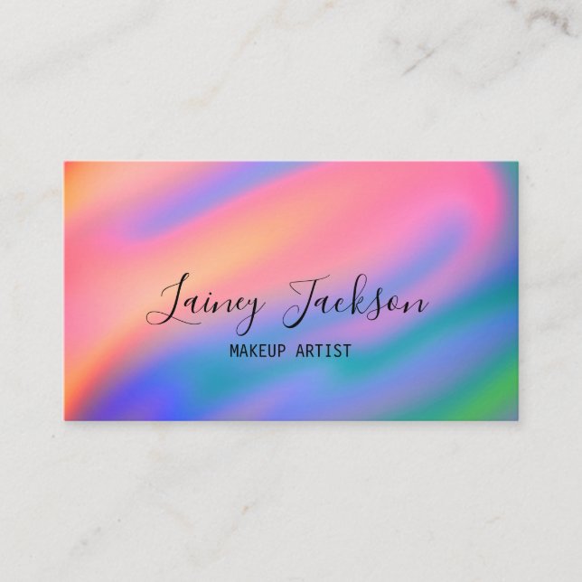 Tarjeta De Visita Ondas abstractas de neón rosa azul único de moda (Anverso)