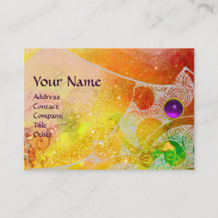 Tarjeta De Visita ONDAS AMETHYST MONOGRAM, amarillo claro
