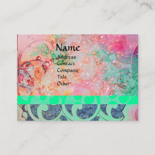 Tarjeta De Visita ONDAS, azul rosado brillante, vibrante