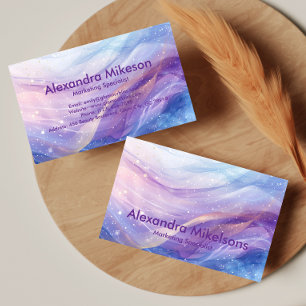 Tarjeta De Visita Ondas Holográficas Pastel Elegantes Profesionales 