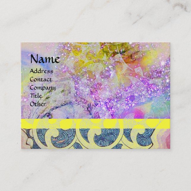 Tarjeta De Visita Ondas Monograma, azul violeta brillante (Anverso)