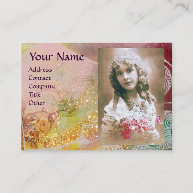 Tarjeta De Visita ONDAS MONOGRAMA PLANTILLA DE FOTO rosa amarillo (Anverso)