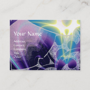 Tarjeta De Visita ONDAS MONOGRAMAS, azul violeta claro brillante