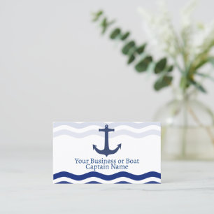 Tarjeta De Visita Ondas náuticas y anclaje de barco