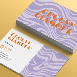 Tarjeta De Visita Ondas púrpuras retro Groovy