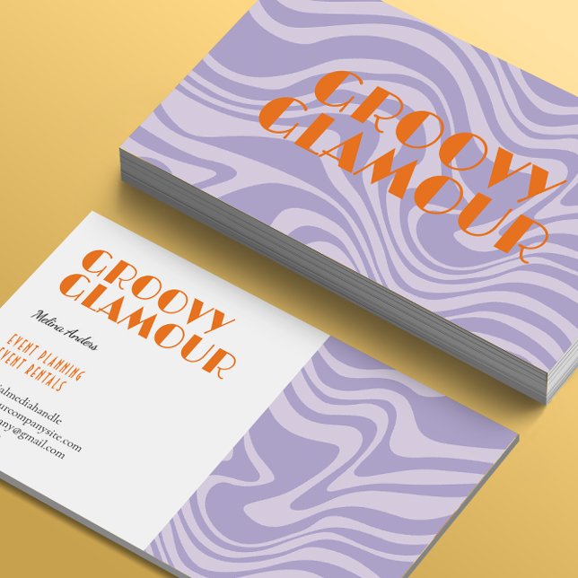Tarjeta De Visita Ondas púrpuras retro Groovy (Subido por el creador)