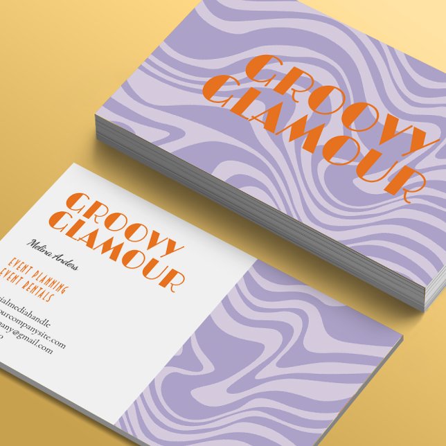 Tarjeta De Visita Ondas púrpuras retro Groovy (Subido por el creador)