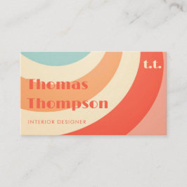 Tarjeta De Visita Ondas retro groovy - iniciales modernas