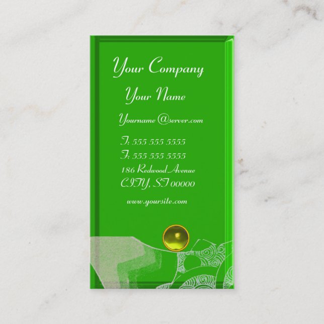 Tarjeta De Visita ONDAS TOPAZ MONOGRAMA, amarillo verde blanco negro (Anverso)