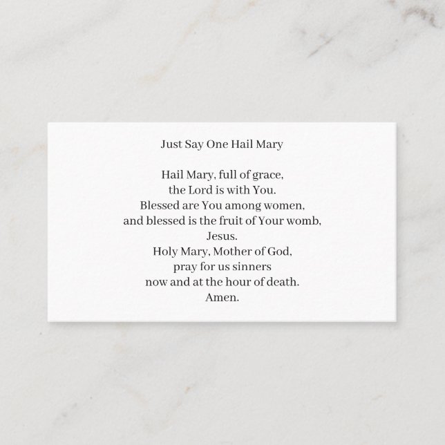 Tarjeta De Visita One Hail Mary (Anverso)