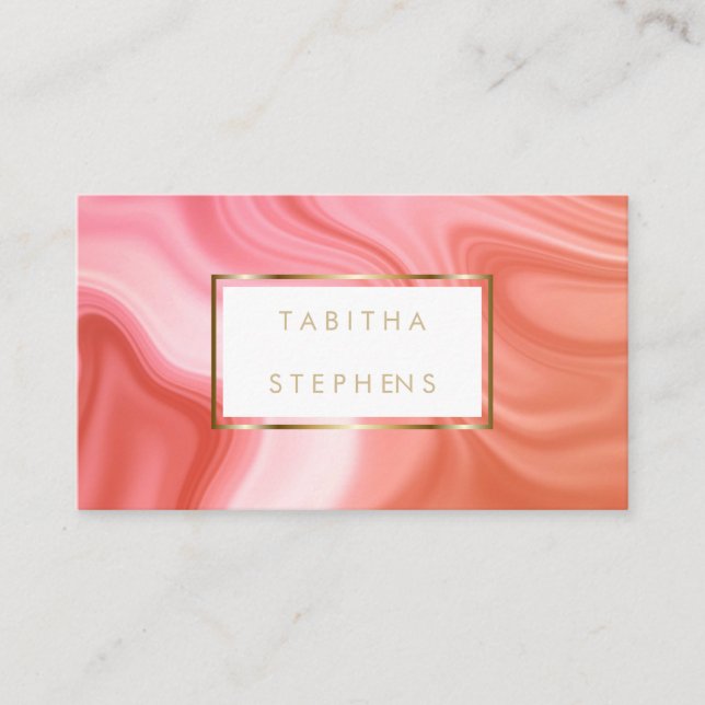 Tarjeta De Visita OnTrend Coral Melted Swirls Designer Business (Anverso)