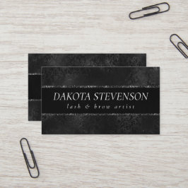 Tarjeta De Visita Onyx Romance | Damasco negro satinado
