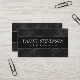 Tarjeta De Visita Onyx Romance   Damasco negro satinado