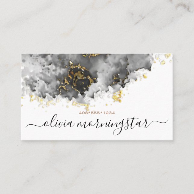 Tarjeta De Visita Onyx y Nuez de Oro Abstracta  (Anverso)