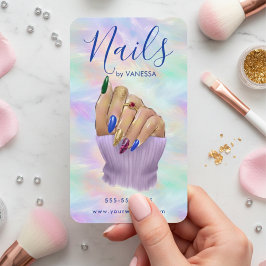 Tarjeta De Visita Opal Chic Nail Salon Manicurist Artist Stylish