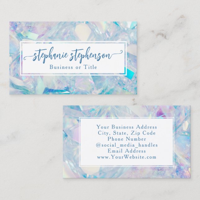 Tarjeta De Visita Opal Crystal Gemstone Elegante Moda Mujeres Modern (Anverso / Reverso)