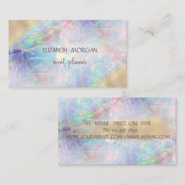 Tarjeta De Visita Opal elegante de pincel de Relieve metalizado (Anverso / Reverso)