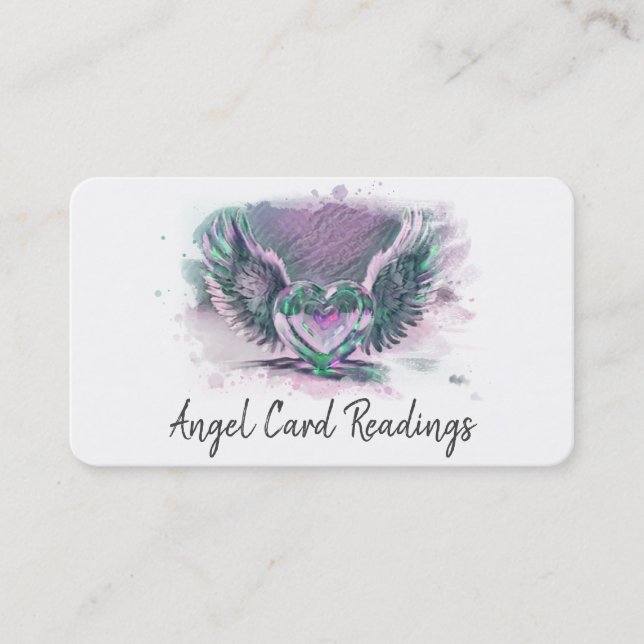 Tarjeta De Visita *~* Opal Heart Angel Wings AP78 QR Pastel (Anverso)