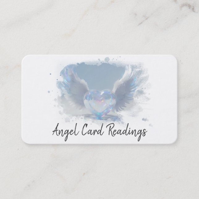 Tarjeta De Visita *~* Opal Heart Angel Wings AP78 SOFT BLUE QR (Anverso)