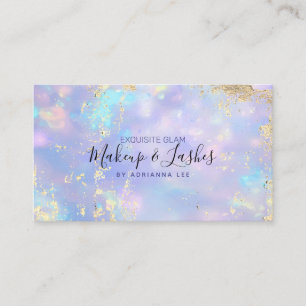 Tarjeta De Visita Opal Holographic MUA Beauty Salon Makeup Artista