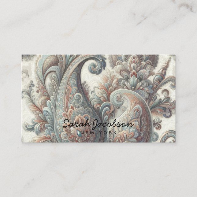 Tarjeta De Visita Opal Paisley de Lujo (Anverso)