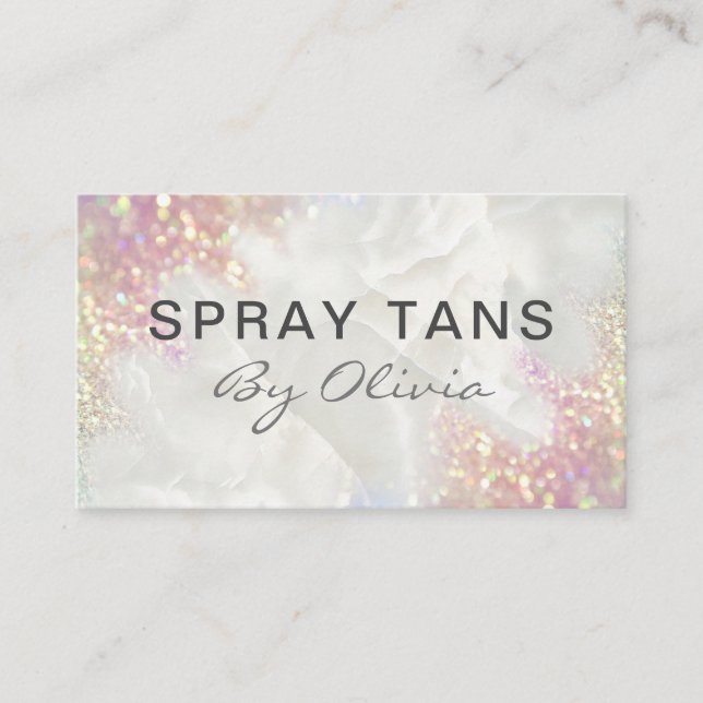 Tarjeta De Visita Opal Purpurina Spray Tanning Service (Anverso)