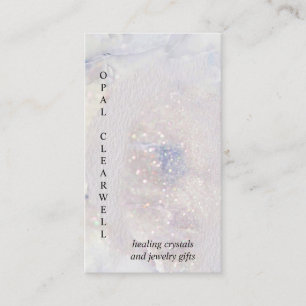 Tarjeta De Visita Opal Seaglass Cristal Brillo Acuarela Vertical