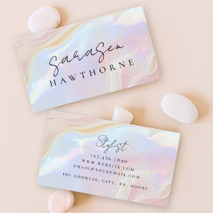 Tarjeta De Visita Ópal Stone Elegant Luxury Script Nombre Monograma