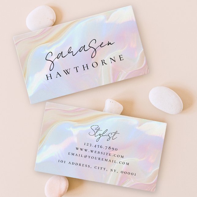 Tarjeta De Visita Ópal Stone Elegant Luxury Script Nombre Monograma (Subido por el creador)