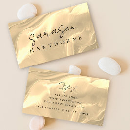 Tarjeta De Visita Opal Stone Gold Elegant Luxury Script Name