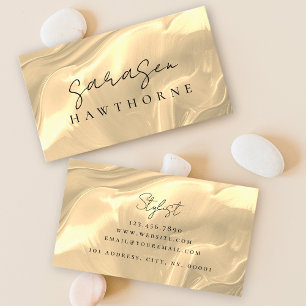 Tarjeta De Visita Opal Stone Gold Elegant Luxury Script Name