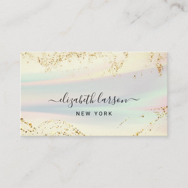 Tarjeta De Visita Opal Stone Gold Purpurina acuarela personalizada (Anverso)