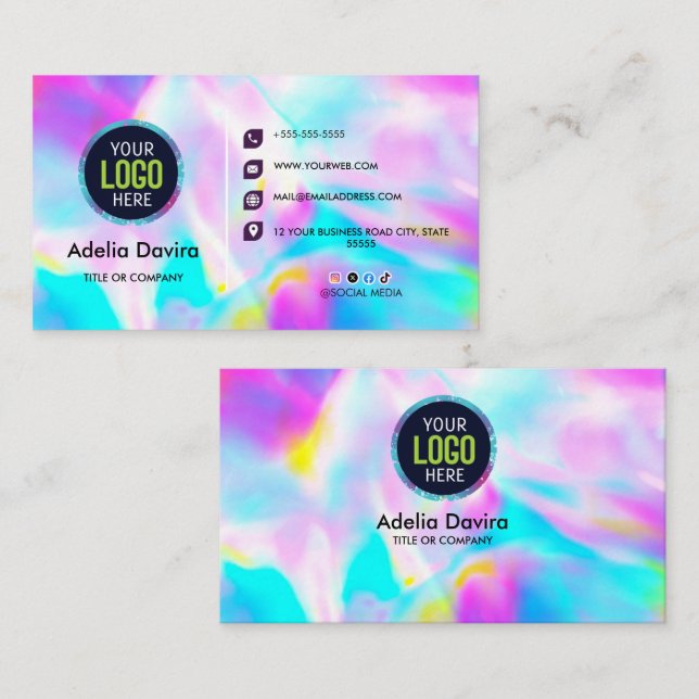 Tarjeta De Visita Opal Stone Luxury Business Card Design (Anverso / Reverso)