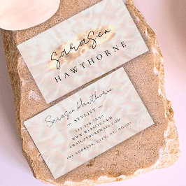 Tarjeta De Visita Opal Stone Rosa Gold Brush Stroke Luxury