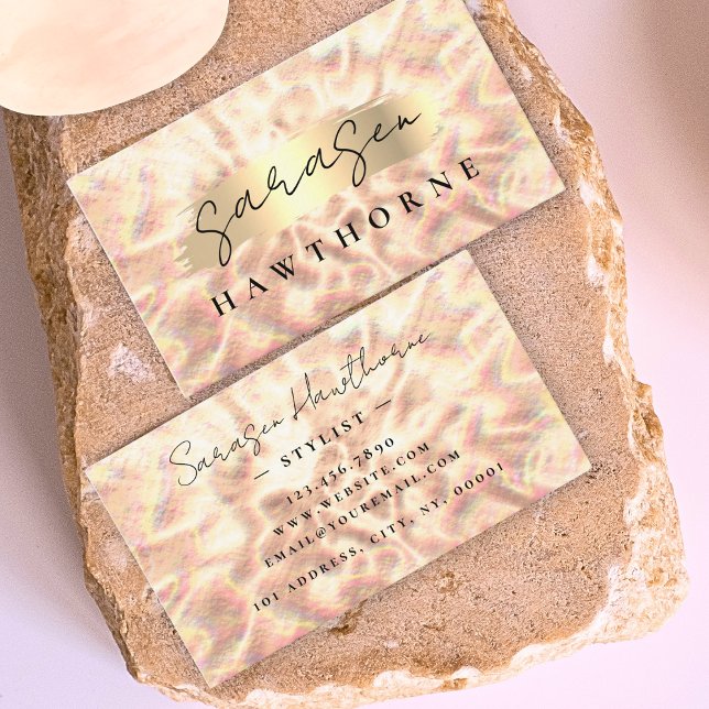 Tarjeta De Visita Opal Stone Rosa Gold Brush Stroke Luxury (Subido por el creador)