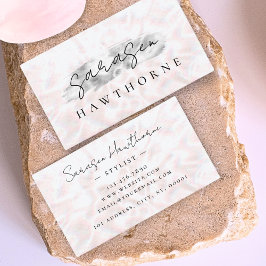 Tarjeta De Visita Ópal Stone Silver Brush Stroke Luxury