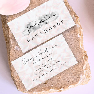 Tarjeta De Visita Ópal Stone Silver Brush Stroke Luxury