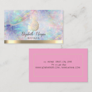 Tarjeta De Visita Opalo de Piña Dorado Elegante