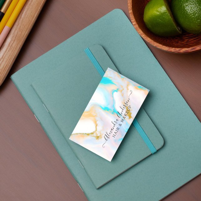 Tarjeta De Visita Ópalo Pastel Moderno Y Oro (Subido por el creador)