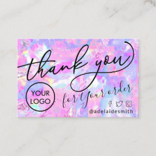 tarjeta de visita opalo rosa púrpura gracias
