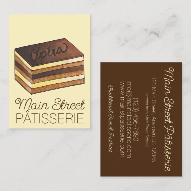 Tarjeta De Visita Ópera pastelería pastelería pastelería francesa Pa (Anverso / Reverso)