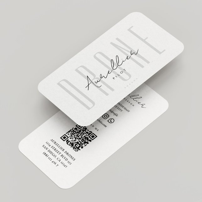 Tarjeta De Visita Operador de drones profesional Minimal blanco mode (Professional Drone Operator Minimal White Modern Business Card
)