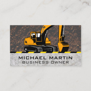 Tarjeta De Visita Operador de Vehículo de Construcción Excavadora